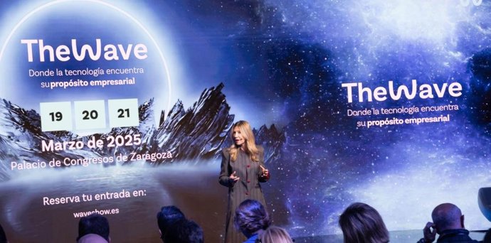 La vicepresidenta del Gobierno de Aragón, Mar Vaquero, durante la presentación de 'The Wae' en Madrid