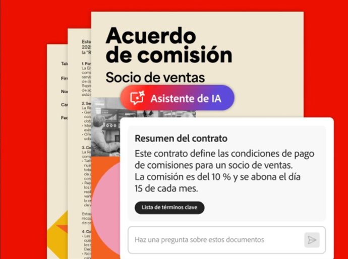 Las nuevas funciones para contratos del asistente de IA de Adobe Acrobat.