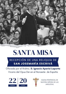 Santa misa de la recepción de una reliquia de San Josemaría Escrivá.