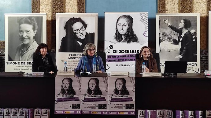 Clausura de las XII Jornadas del Día por la Igualdad Salarial entre Hombres y Mujeres, organizadas por la Plataforma Andaluza de Apoyo al Lobby Europeo de Mujeres en Córdoba, con la asistencia de la ministra de Igualdad, Ana Redondo (izquierda).
