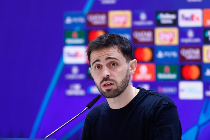 Bernardo Silva of Manchester City attends his press conference ahead of the UEFA Champions League, football match against Real Madrid, at Santiago Bernabeu stadium on Febbraio 18, 2025, in Madrid, Spain.