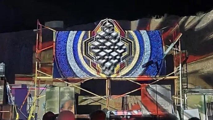 Escenario de la macrofiesta celebrada en Sorbas (Almería) durante la nochevieja de 2021.