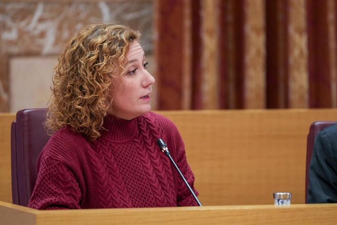 La edil de Podemos-IU Susana Hornillo interviene en el Pleno extraordinario del 13 de febrero.