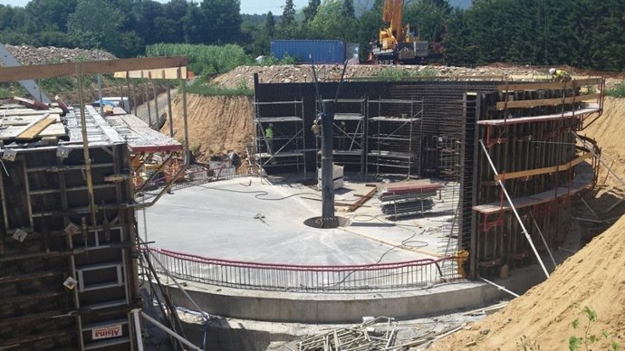 Detalle de las obras de construcción de una depuradora