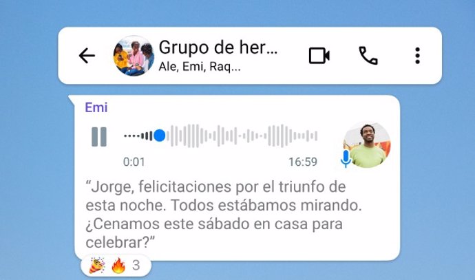 Transcripciones de los mensajes de voz en WhatsApp