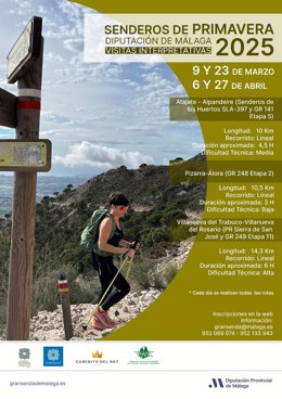 Cartel de las rutas de senderismo que la Diputación oferta praa marzo y abril