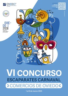 Cartel del VI Concurso 'Escaparates Carnaval' de Oviedo.