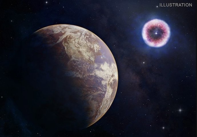 Ilustrao de uma onda de exploso de raios X de uma supernova