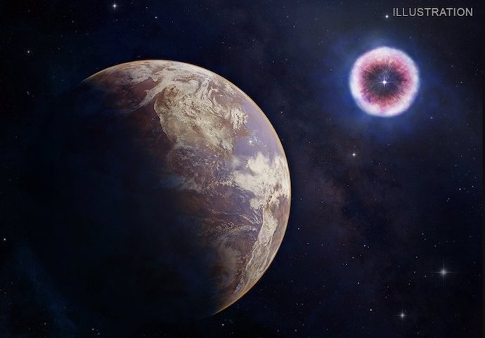 Ilustración de una onda expansiva de rayos X de una supernova