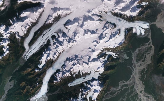 Geleiras nas montanhas Chugach do Alasca.