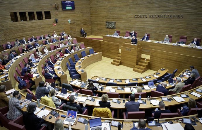 El síndic de Compromís, Joan Baldoví, interviene en el pleno de Les Corts