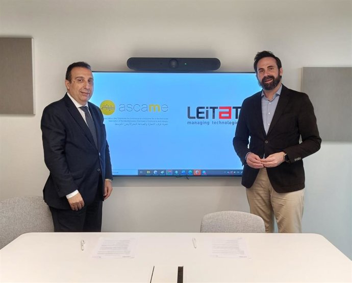 El presidente de la Asociación de Cámaras de Comercio e Industria del Mediterráneo (Ascame), Anwar Zibaoui, y el ceo de Leitat, Jordi Cabrafiga.