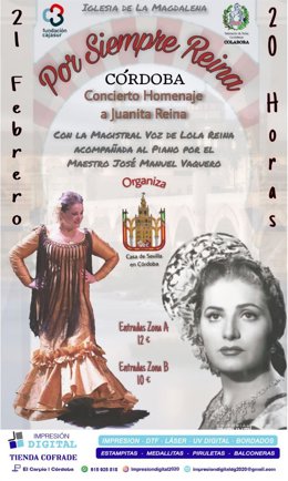 Cartel del Concierto Homenaje a Juanita Reina.