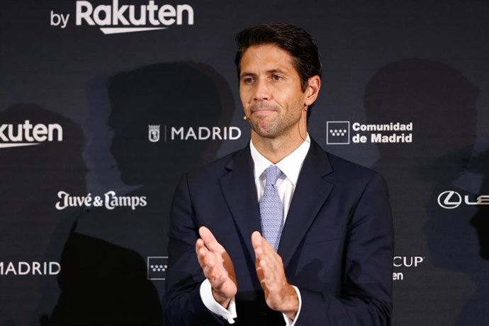 Archivo - Fernando Verdasco, diretor do torneio, é visto durante o anúncio dos sorteios da Copa Davis de 2022 no pavilhão Madrid Arena em 4 de dezembro de 2021, em Madri, Espanha.