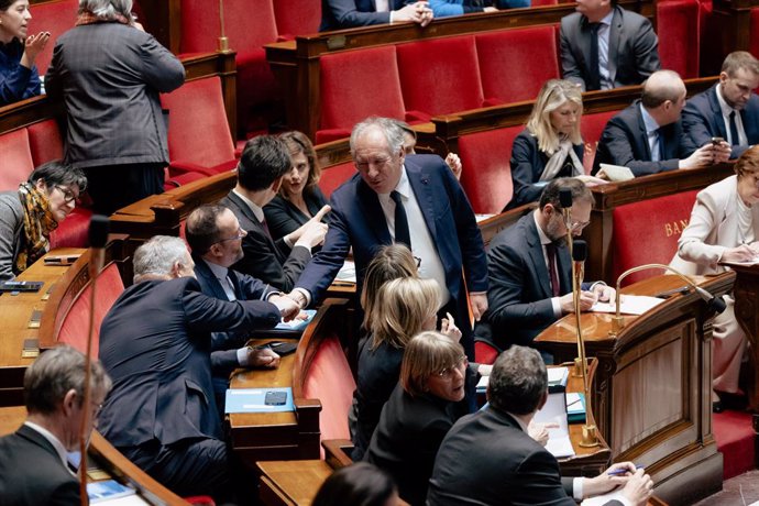 February 19, 2025, Paris, France, France: Session of questions to the government at the National Assembly - French Prime Minister Francois Bayrou POLITIQUE, ASSEMBLEE NATIONALE, HEMICYCLE.