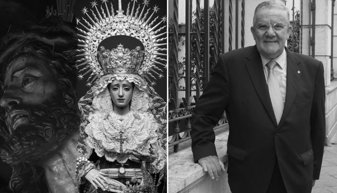 Montaje con los sagrados titulares de la hermandad de Montserrat y Paco Yoldi.