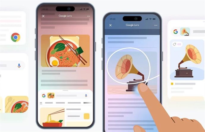 O novo recurso de pesquisa do Google Lens no Chrome para iOS.