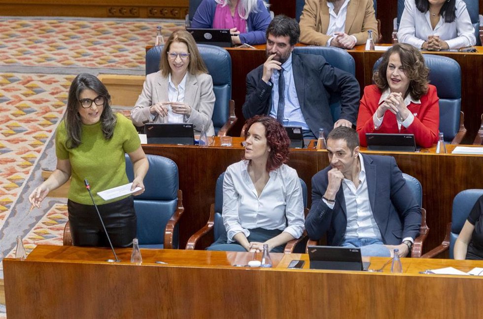 La portavoz de Más Madrid en la Asamblea, Manuela Bergerot, interviene durante un pleno en la Asamblea de Madrid, a 20 de febrero de 2025, en Madrid (España). 