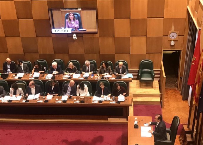 Intervención de la alcaldesa de Zaragoza, Natalia Chueca, durante su intervención en el pleno extraordinario de aprobación del presupuesto de 2025