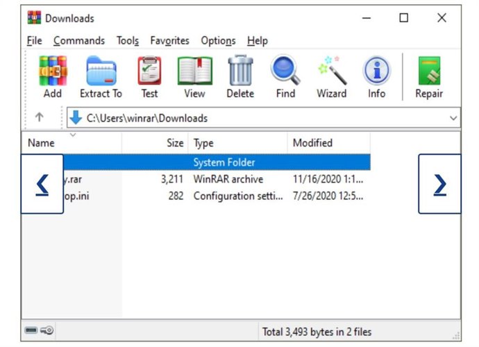 Interfaz de inicio de WinRAR.