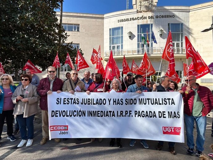 Imagen de la movilización de CCOO y UGT en Jaén.