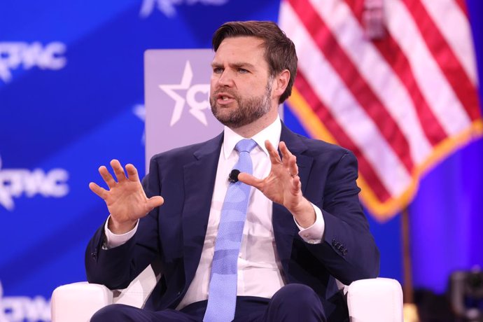 February 20, 2025, National Harbor, Maryland, USA: Vice President of the United States JD VANCE speaking at the 2025 CPAC in National Harbor, Maryland.