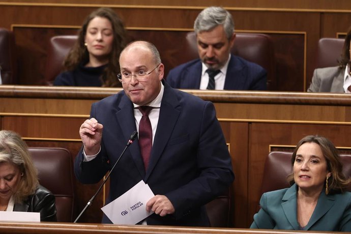 El portavoz del PP en el Congreso, Miguel Tellado, en el Congreso de los Diputados, a 12 de febrero de 2025, en Madrid (España).