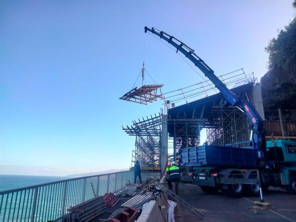 Obras de encauzamiento del barranco de Los Pastores, en Puerto de la Cruz