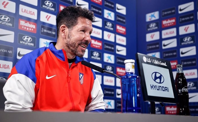 El entrenador del Atlético de Madrid, Diego Pablo Simeone, en rueda de prensa.