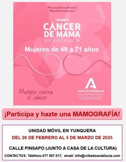 La Unidad Móvil del Programa de Detección Precoz de Cáncer de Mama del Distrito Sanitario Málaga-Guadalhorce se traslada a Yunquera