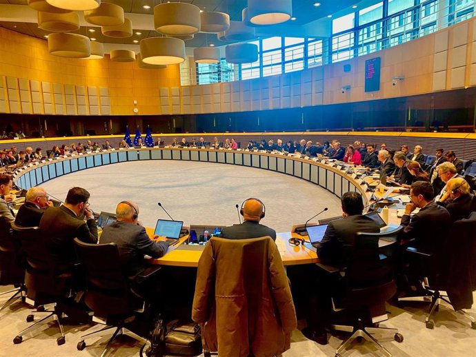 La eurodiputada y presidenta de la Comisión de Pesca del Parlamento europeo, Carmen Crespo, en la mesa redonda de alto nivel impulsada por el comisario, Costas Kadis.