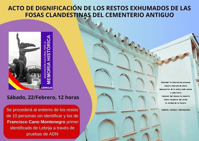 Cartel del acto de  dignificación en Lebrija por las víctimas del golpe de estado de 1936