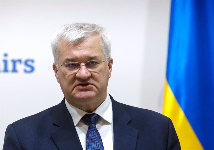 February 5, 2025, Kyiv, Ukraine: KYIV, UKRAINE - FEBRUARY 5, 2024 - Foreign Minister of Ukraine Andrii Sybiha speaks during a joint press conference with British Secretary of State for Foreign, Commonwealth and Development Affairs David Lammy, Kyiv, capit