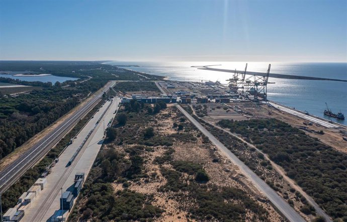 Vista de la terminal ferroviaria del Puerto de Huelva.