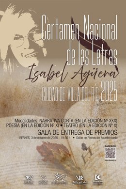 Cartel del Certamen Nacional de las Letras 'Isabel Agüera' 2025.