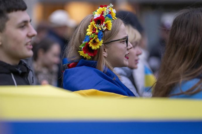 Archivo - Una concentración contra la invasión de Ucrania.