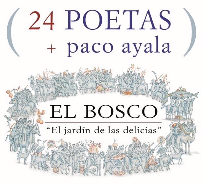 Cartel de la exposición del artista Paco Ayala sobre la obra del Bosco en el Palacio de los Condes de Santa Ana de Lucena.