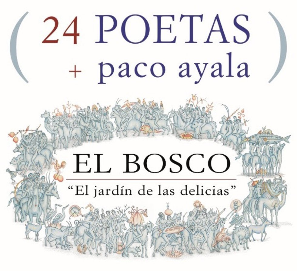 Cartel de la exposición del artista Paco Ayala sobre la obra del Bosco en el Palacio de los Condes de Santa Ana de Lucena.
