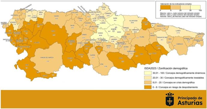 Mapa de zonificación demográfica.