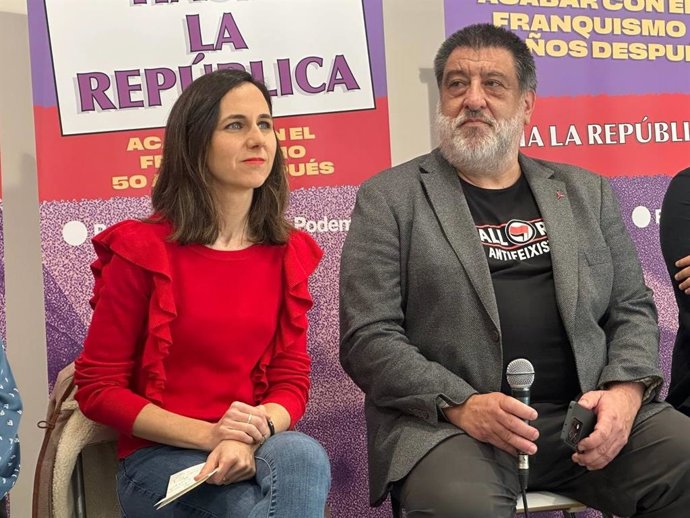La secretaria general de Podemos, Ione Belarra, y el portavoz de Podemos Baleares y exsecretario autonómico de Memoria Democrática del Govern, Jesús Jurado