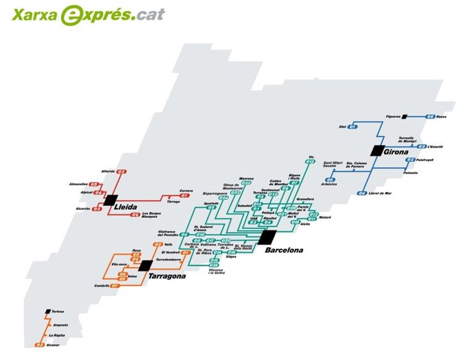 Mapa de la red Exprés.Cat