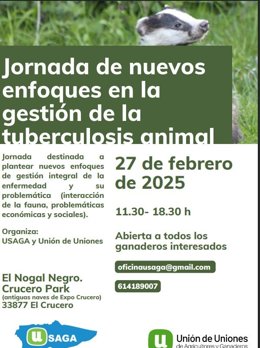 Cartel sobre la jornada sobre la gestión de la tuberculosis animal.