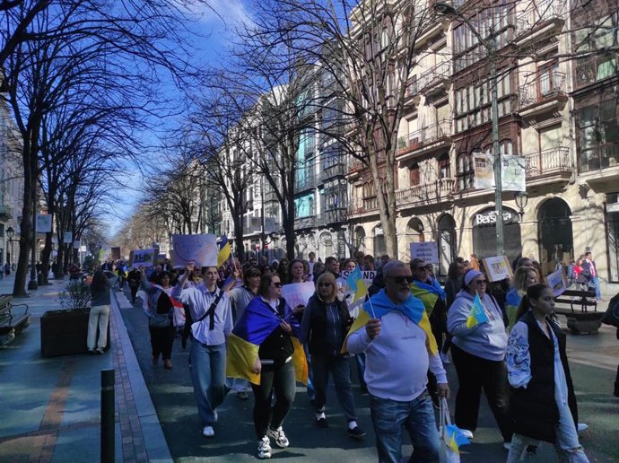 Manifestación en apoyo a Ucrania en Bilbao