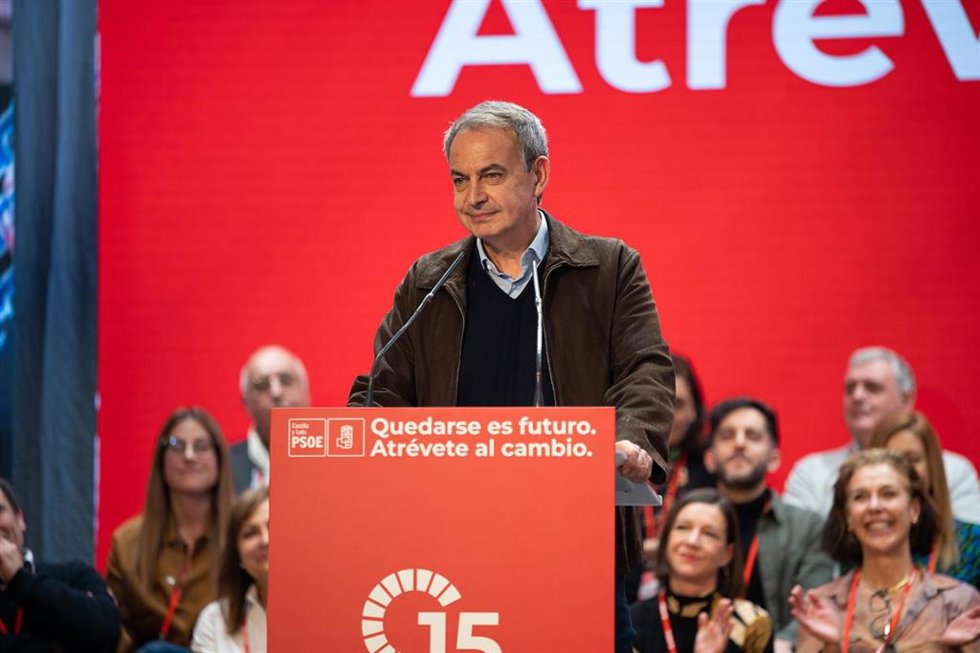 El expresidente del Gobierno, José Luis Rodríguez Zapatero, durante la clausura del 15 Congreso Socialista de Castilla y León