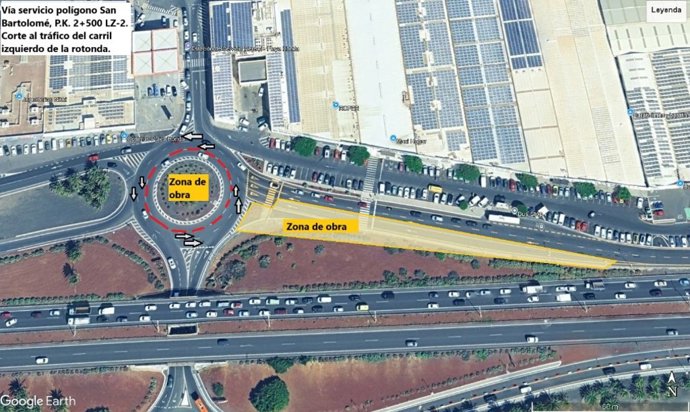 Obras en la glorieta norte de la LZ-2