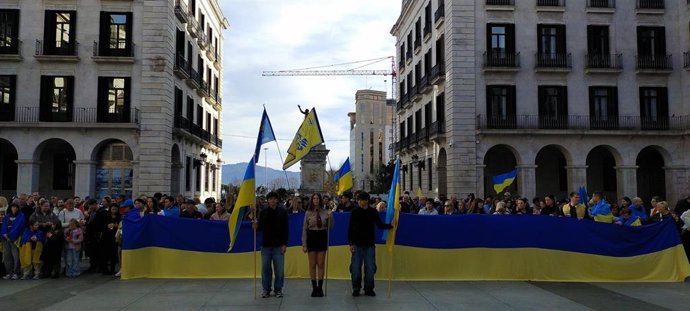 Marcha solidaria en Santander en recuerdo de la guerra de Ucrania