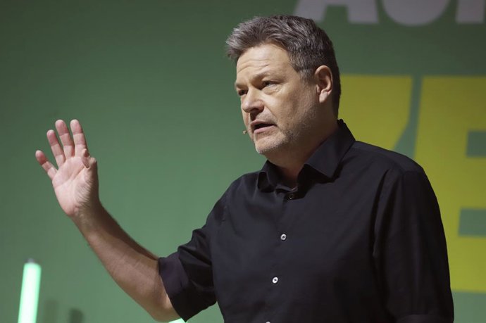 21 de fevereiro de 2025, Hamburgo, Hamburgo, Alemanha: Robert Habeck no destaque da campanha da eleição para o Bundestag do Bündnis 90/Die Grünen no Fischauktionshalle. Hamburgo, 21 de fevereiro de 2025