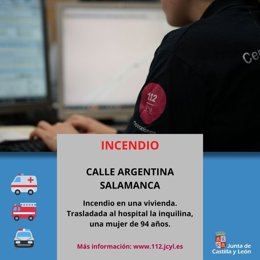 Gráfico elaborado por el 112 con datos del incendio en una vivienda de Salamanca
