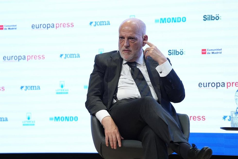 Javier Tebas, presidente de LaLiga, durante los Desayunos Deportivos de Europa Press