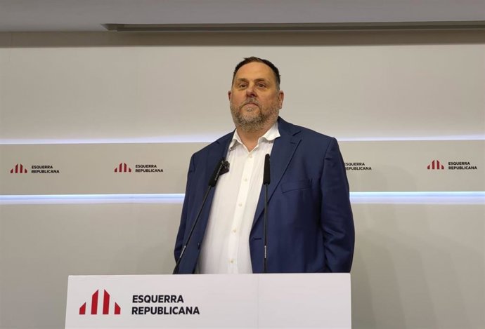 El líder de ERC, Oriol Junqueras, en rueda de prensa